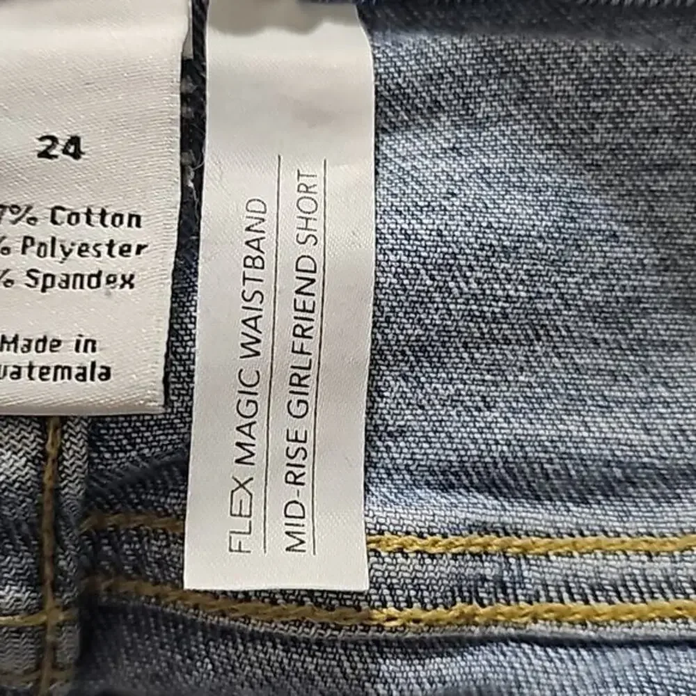 Lane Bryant‎ Mid Rise Girlfriend Distressed Relaxed Denim Shorts raw Hem Plus 24